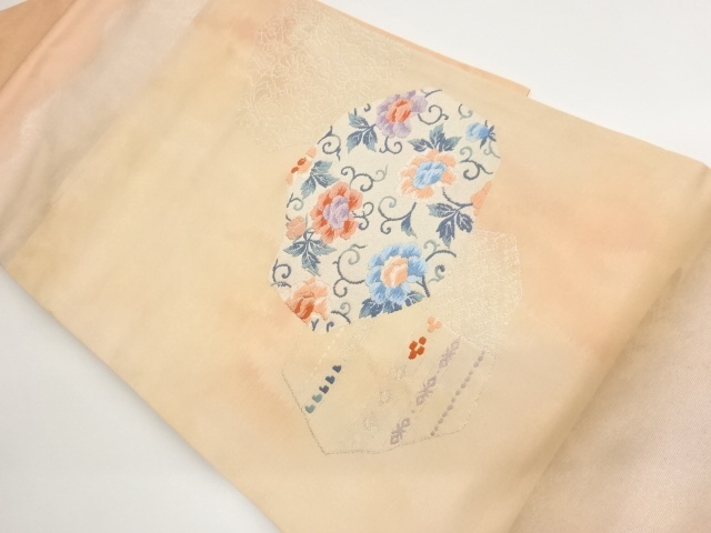 JAPANESE NAGOYA OBI / WOVEN FLOWER ARABESQUE